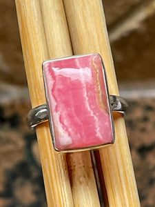 Natural Pink Rhodocrosite 925 Solid Sterling Silver Ring Size 9.5 - Natural Rocks by Kala