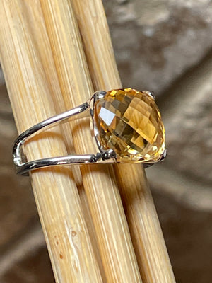 Natural 2.5ct Golden Citrine 925 Solid Sterling Silver Ring Size 6, 7, 8, 9 - Natural Rocks by Kala