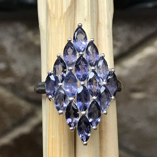 Natural 10ct Iolite 925 Solid Sterling Silver Ring Size 6, 7, 8, 9 - Natural Rocks by Kala
