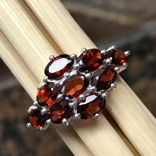Natural 9ct Pyrope Garnet 925 Solid Sterling Silver Ring Size 6, 7, 8, 9 - Natural Rocks by Kala