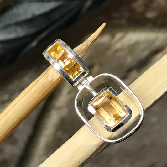 Genuine 2ct Golden Citrine 925 Solid Sterling Silver Pendant 25mm - Natural Rocks by Kala