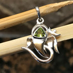 Natural 1ct Peridot 925 Solid Sterling Silver Om Style Pendant 25mm - Natural Rocks by Kala