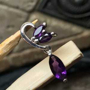 Natural 1.5ct Purple Amethyst 925 Solid Sterling Silver Pendant 26mm - Natural Rocks by Kala
