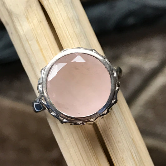 Natural 4ct Pink Rose Quartz 925 Sterling Silver Ring Size 6, 8, 9 - Natural Rocks by Kala