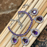 Natural 15ct Purple Amethyst 925 Solid Sterling Silver Designer Necklace 17 1/2" - Natural Rocks by Kala