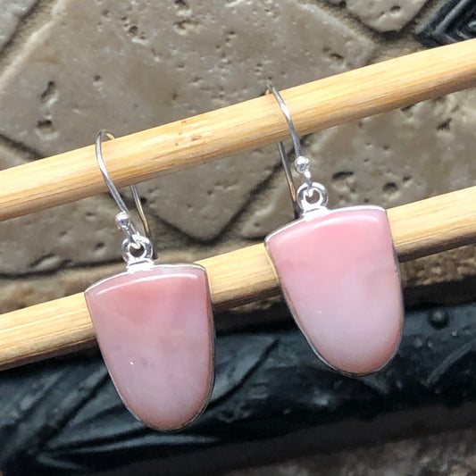Natural Australian Pink Opal 925 Solid Sterling Silver Earrings 35mm - Natural Rocks by Kala