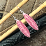 Natural Pink Rhodocrosite 925 Sterling Silver Earrings 45mm - Natural Rocks by Kala