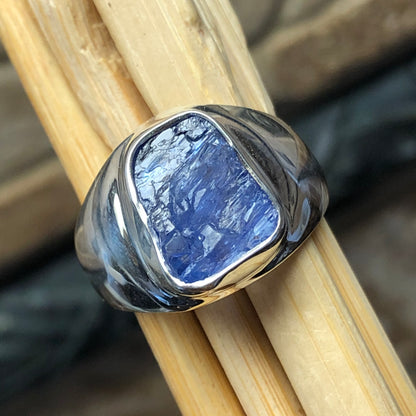 Natural Cluster Tanzanite 925 Solid Sterling Silver Men's Ring Size 7 - Natural Rocks by Kala