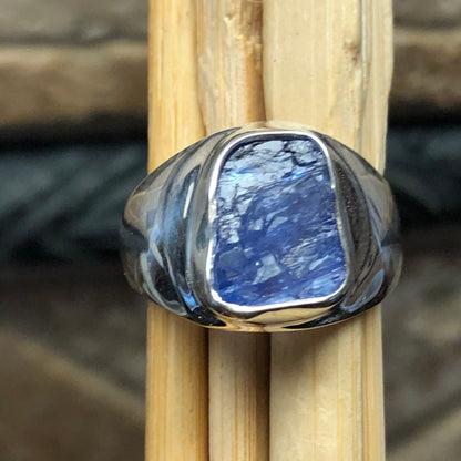 Natural Cluster Tanzanite 925 Solid Sterling Silver Men's Ring Size 7 - Natural Rocks by Kala