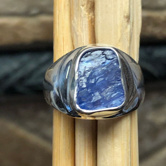 Natural Cluster Tanzanite 925 Solid Sterling Silver Men's Ring Size 7 - Natural Rocks by Kala