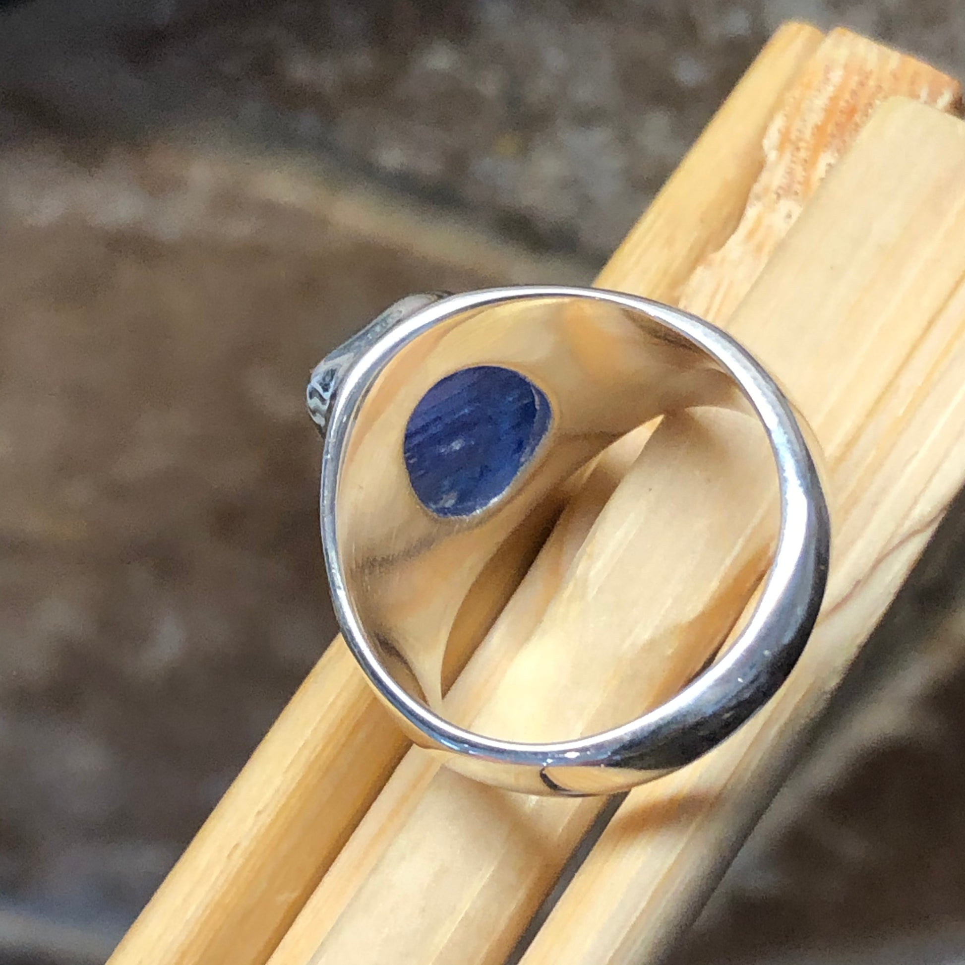 Natural Cluster Tanzanite 925 Solid Sterling Silver Men's Ring Size 7 - Natural Rocks by Kala