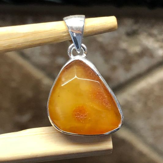 Genuine Baltic Amber 925 Solid Sterling Silver Pendant 25mm - Natural Rocks by Kala