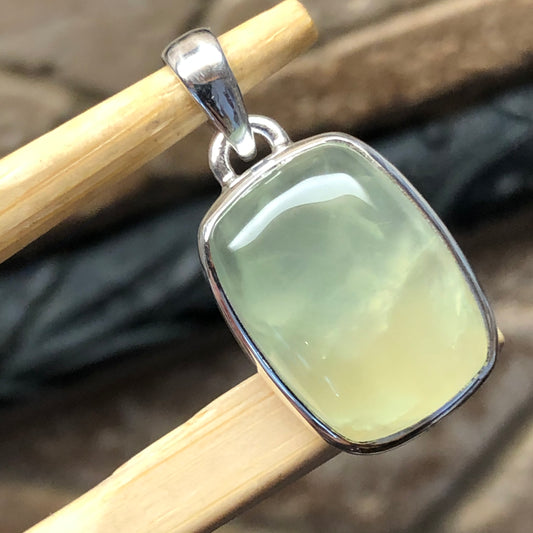 Natural Australian Prehnite 925 Sterling Silver Pendant 25mm - Natural Rocks by Kala