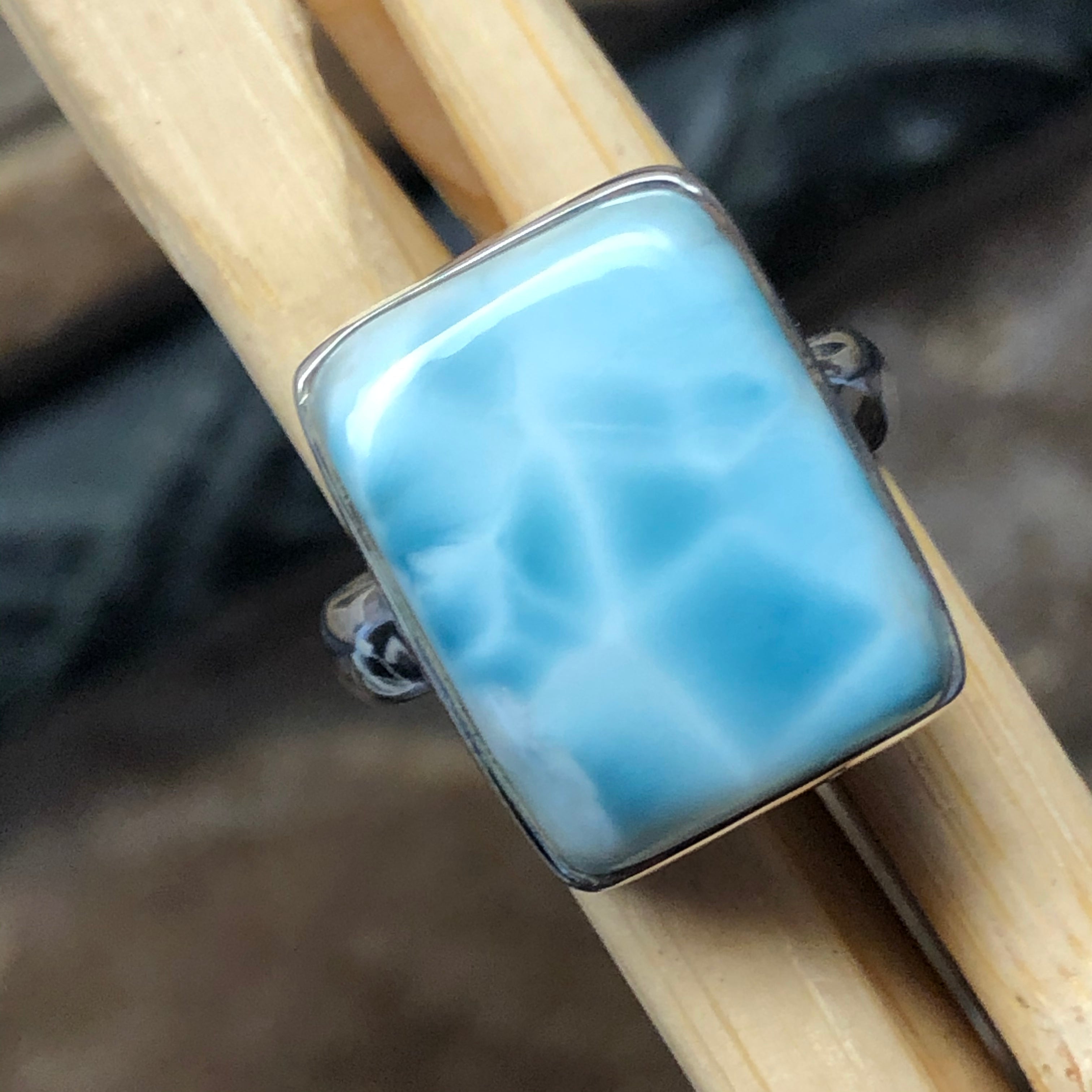 Natural Dominican Larimar Ring Size 6.5 - Natural Rocks by Kala