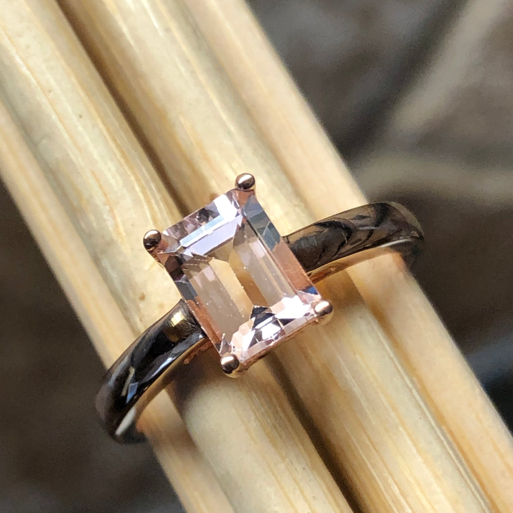 Natural 1ct Peach Morganite 14k Rose Gold Over Sterling Silver Engagement Ring Size 6, 7, 8, 9 - Natural Rocks by Kala