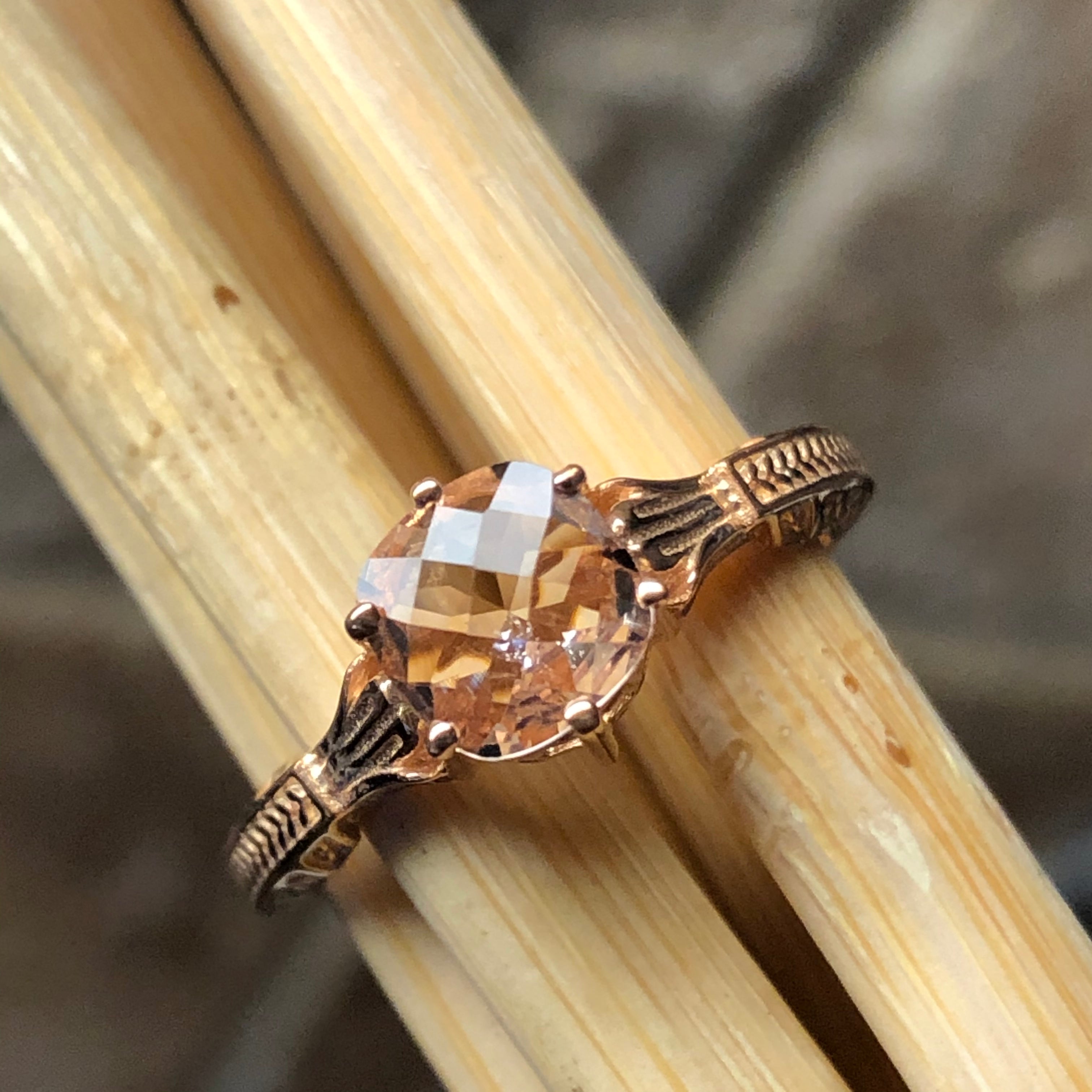 Natural 1ct Peach Morganite 14k Rose Gold Over Sterling Silver Engagement Ring Size 5, 6, 7, 8, 9 - Natural Rocks by Kala
