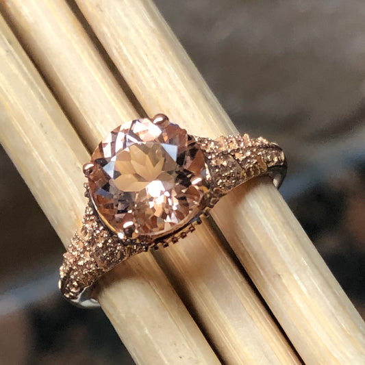 Natural 1.25ct Peach Morganite 14k Rose Gold Over Sterling Silver Engagement Ring Size 5, 6, 7, 8, 9 - Natural Rocks by Kala