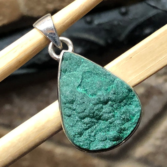 Natural Malachite Druzy 925 Solid Sterling Silver Pendant 30mm - Natural Rocks by Kala