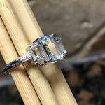 Natural 2ct Aquamarine 925 Solid Sterling Silver Ring Size 5, 6, 7, 8, 9 - Natural Rocks by Kala