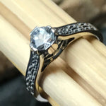 Natural Aquamarine 925 Solid Sterling Silver Engagement Ring Size 6, 7, 8, 9 - Natural Rocks by Kala