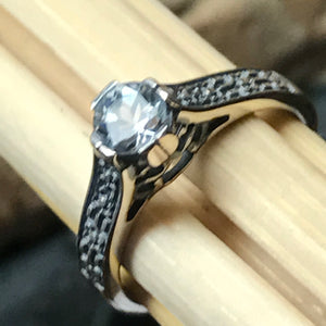 Natural Aquamarine 925 Solid Sterling Silver Engagement Ring Size 5, 6, 7, 8, 9 - Natural Rocks by Kala