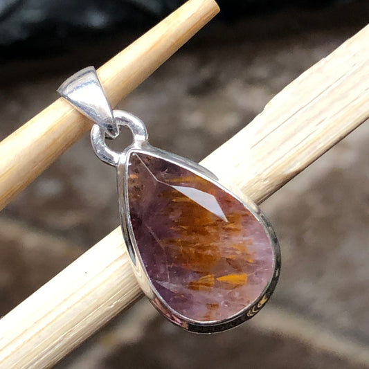 Natural Cacoxenite 925 Solid Sterling Silver Pendant 25mm - Natural Rocks by Kala