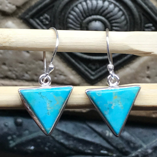 Natural Blue Mohave Turquoise 925 Solid Sterling Silver Earrings 25mm - Natural Rocks by Kala