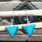 Natural Blue Mohave Turquoise 925 Solid Sterling Silver Earrings 25mm - Natural Rocks by Kala