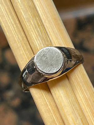 Natural Muonionalusta Meteorite Sweden 925 Solid Sterling Silver Unisex Ring Size 11 - Natural Rocks by Kala