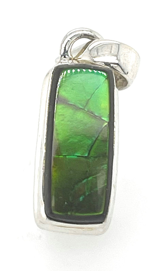 Natural Canadian Ammolite 925 Solid Sterling Silver Men's Pendant 25mm - Natural Rocks by Kala