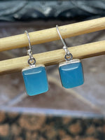 Natural Blue Chalcedony 925 Solid Sterling Silver Earrings 25mm - Natural Rocks by Kala