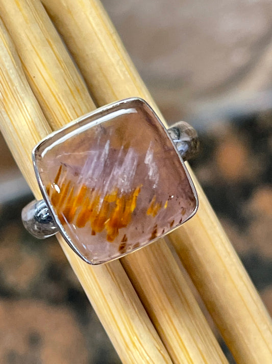 Natural Cacoxenite 925 Solid Sterling Silver Ring Size 9.5 - Natural Rocks by Kala