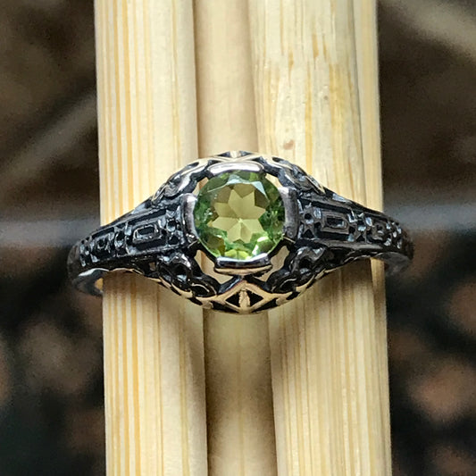 Genuine Green Peridot 925 Solid Sterling Silver Engagement Ring Size 6, 7, 8 - Natural Rocks by Kala