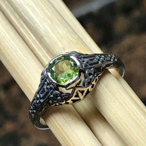 Genuine Green Peridot 925 Solid Sterling Silver Engagement Ring Size 6, 7, 8 - Natural Rocks by Kala