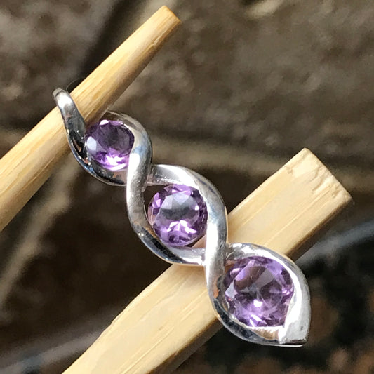 Natural 2.5ct Amethyst 925 Solid Sterling Silver Pendant 28mm - Natural Rocks by Kala