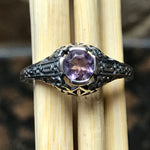 Natural Purple Amethyst 925 Solid Sterling Silver Engagement Ring Size 6, 7 - Natural Rocks by Kala