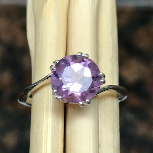 Natural 2ct Purple Amethyst 925 Solid Sterling Silver Ring Size 6, 7, 8 - Natural Rocks by Kala