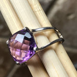 Natural 4ct Purple Amethyst 925 Solid Sterling Silver Ring Size 7, 8 - Natural Rocks by Kala