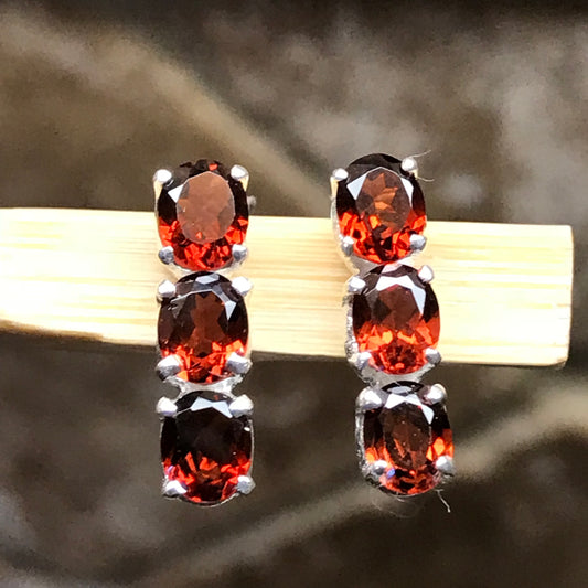 Natural 2ct Pyrope Garnet 925 Solid Sterling Silver Earrings 14mm - Natural Rocks by Kala