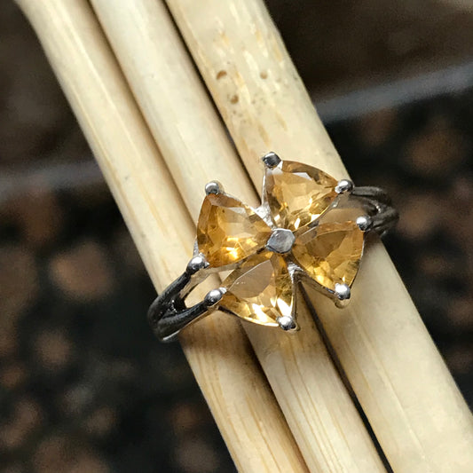 Natural 2ct Citrine 925 Solid Sterling Silver Ring Size 6, 7, 8, 9 - Natural Rocks by Kala