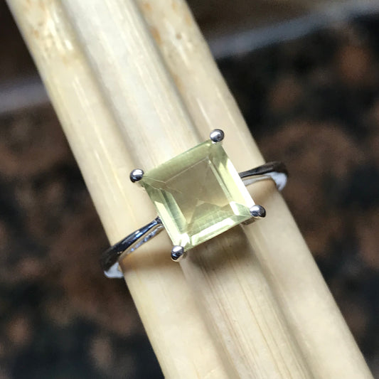 Natural 2ct Lemon Citrine 925 Solid Sterling Silver Ring Size 5.75, 6.75 - Natural Rocks by Kala