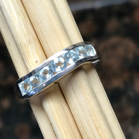 Natural 2.5ct Blue Topaz 925 Solid Sterling Silver Ring Size 6, 7, 8, 10 - Natural Rocks by Kala