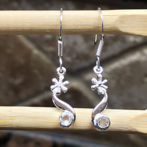 Natural White Topaz 925 Solid Sterling Silver Earrings 28mm - Natural Rocks by Kala