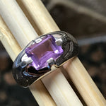 Natural 2ct Amethyst 925 Solid Sterling Silver Unisex Ring Size 6, 7, 8, 9 - Natural Rocks by Kala
