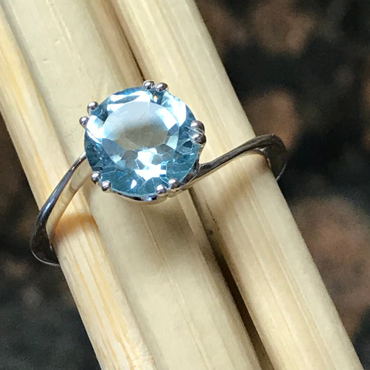 Natural 2ct Blue Topaz 925 Solid Sterling Silver Engagement Ring Size 6, 7, 8 - Natural Rocks by Kala