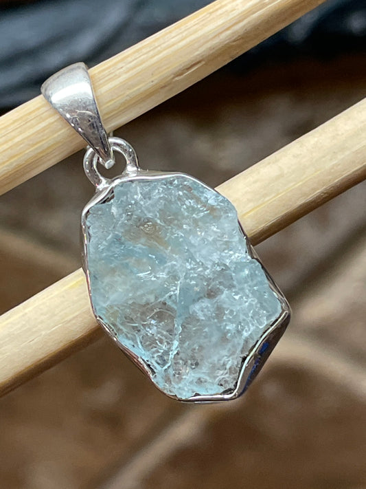 Natural Aquamarine 925 Sterling Silver Pendant 30mm - Natural Rocks by Kala