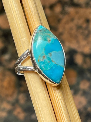 Gorgeous Blue Turquoise 925 Solid Sterling Silver Ring Size 6 - Natural Rocks by Kala
