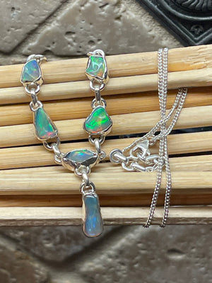 Genuine Ethiopian Opal 925 Solid Sterling Silver Necklace 18" - Natural Rocks by Kala