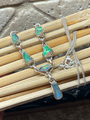 Genuine Ethiopian Opal 925 Solid Sterling Silver Necklace 18" - Natural Rocks by Kala