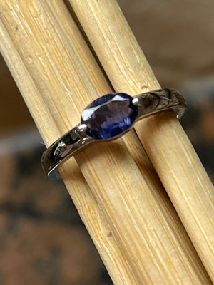 Natural Iolite 925 Solid Sterling Silver Engagement Ring Size 5, 6, 7, 8, 9 - Natural Rocks by Kala